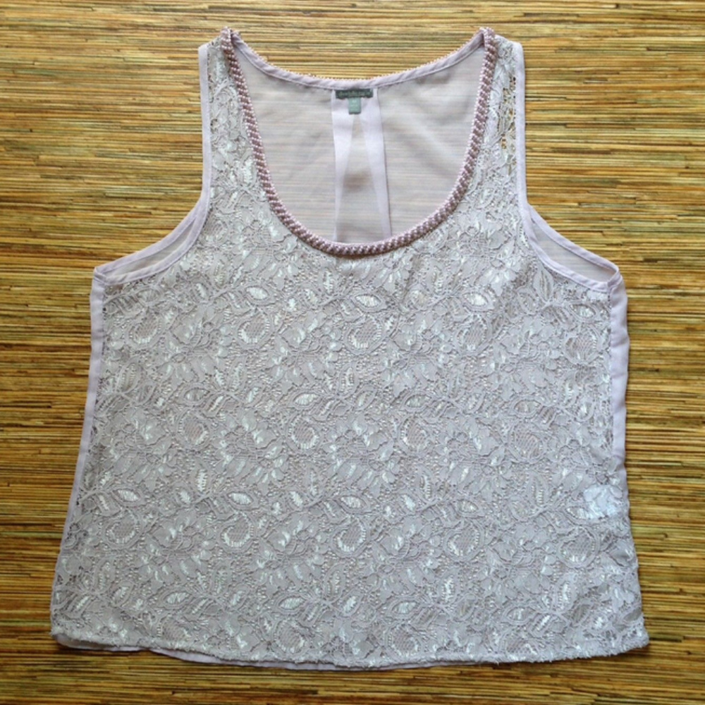 Charlotte Russe Cami Sheer Lace Lavender Beaded